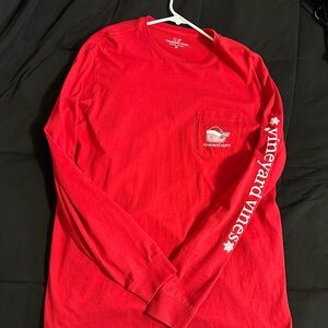 Vineyard Vines Men's Bright Red Long Sleeve Tee